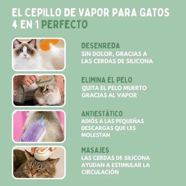VAPOPELO® - Cepillo de Vapor Multifuncional 4 en 1 para gatos